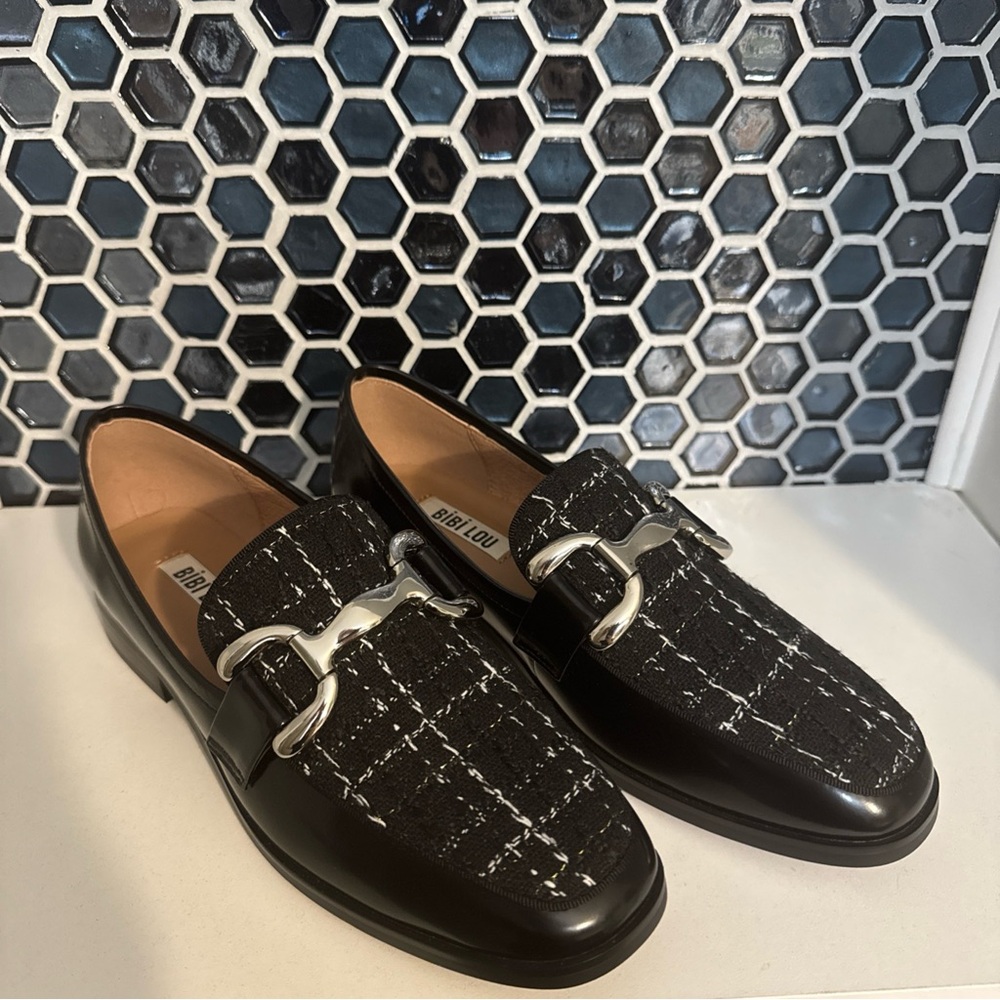 Bibilou Leather Loafer Black Heel 2.5cm Size 5 women 36EU. 572z31